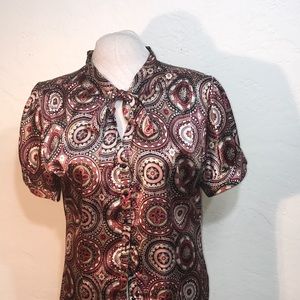 CHENAULT Size : XL Front Button Top with BOW